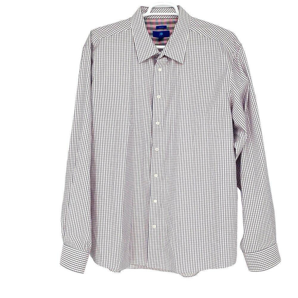 Egara Non Iron Shirt Size 3XLT Tall Check Navy Pink Long Sleeves Button Down‎